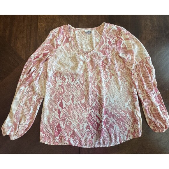 Cabi Top Womens XS Bethany Balloon Sleeve Pink Snakeskin Print Blouse Style 5708 - Picture 5 of 7